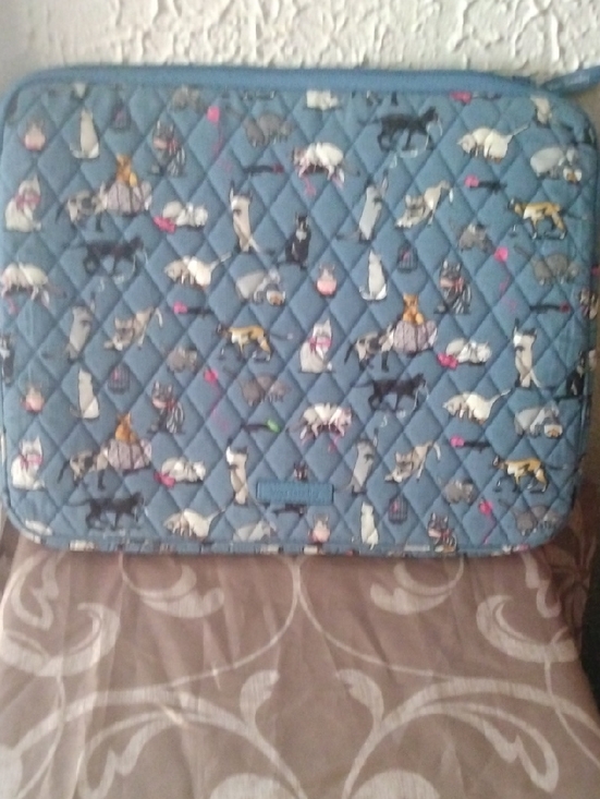 Vera Bradley Handbags - Vera Bradley  Meow Blue Quilted Lap Top Bag  with Multicolor Cat Print